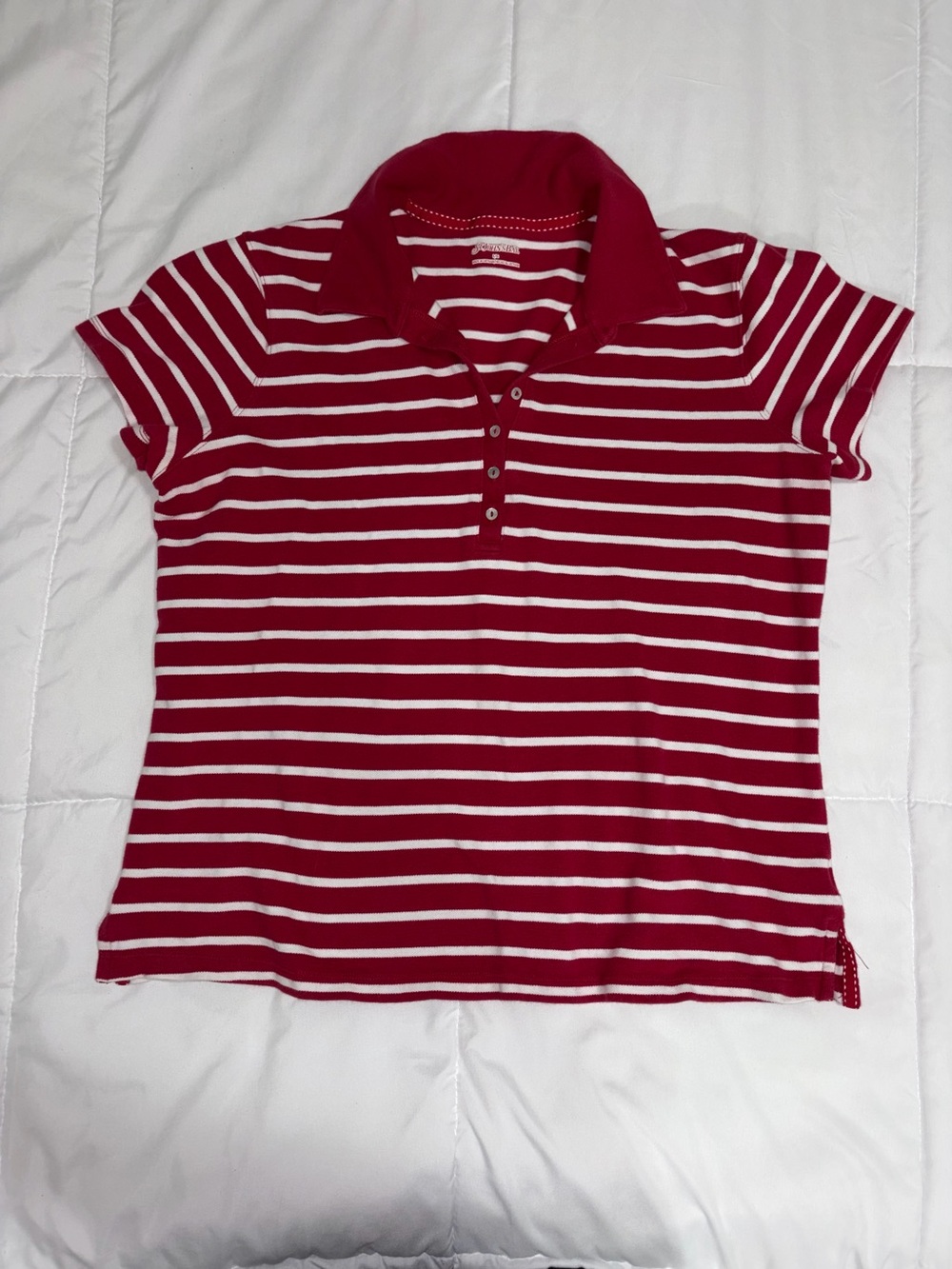St. John's Bay Red and White Striped Polo